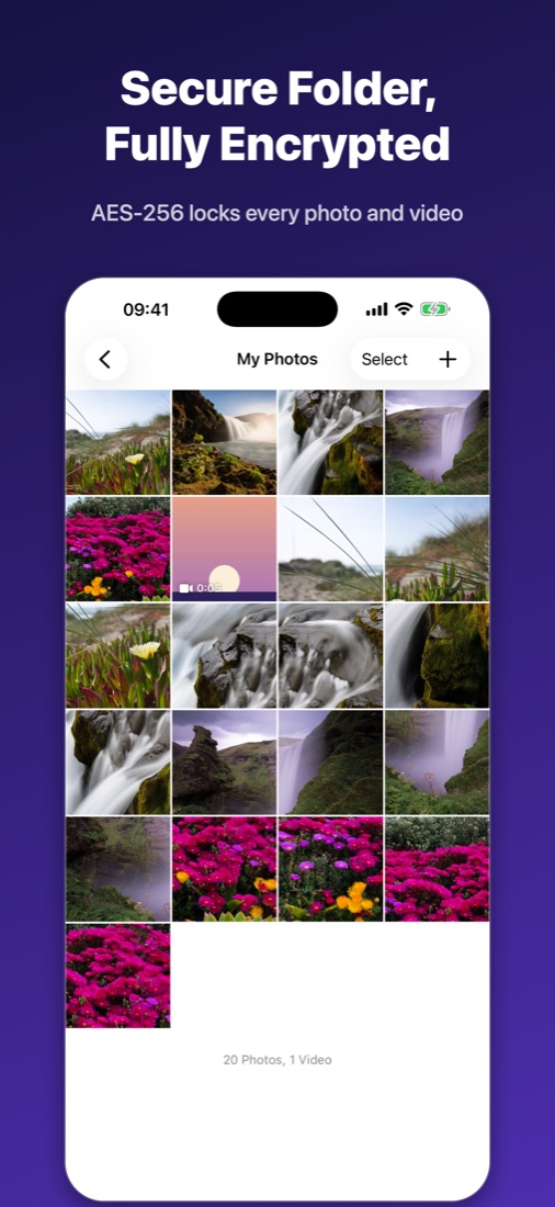 Encrypted photo and video grid