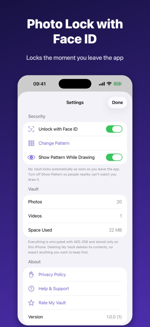Face ID unlock and auto-lock settings